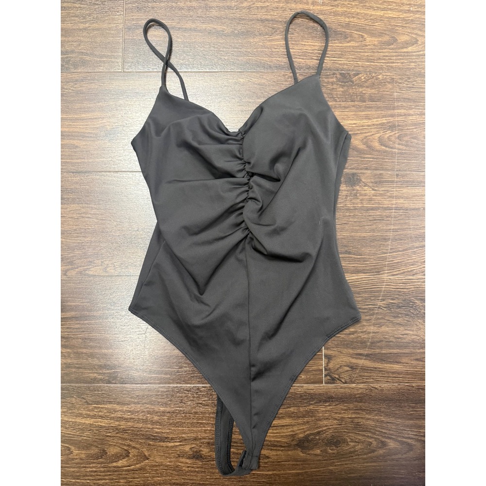 H&M‎ Black Ruched Front Cami Bodysuit - Size S (Excellent Condition)